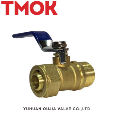 Top Blue Handle brass color aluminum tube ball valve